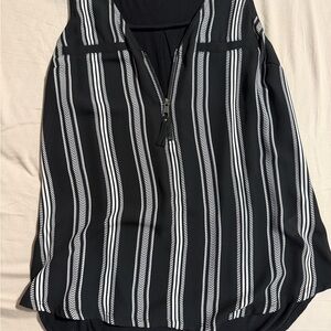 Candie's Black and White Striped Zip-Front Tank